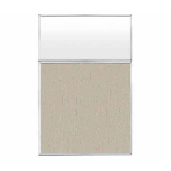 Hush Panel Configurable Cubicle Partition 4' x 6' W/ Window Sand Fabric Frosted Window